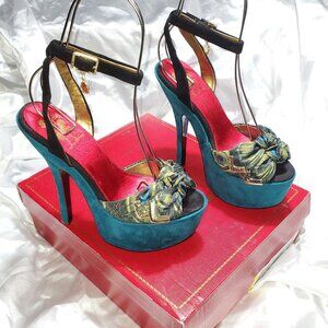 NIB CIRCUS SAM EDELMAN turquoise blue peacock platform high heel sandals JENNY